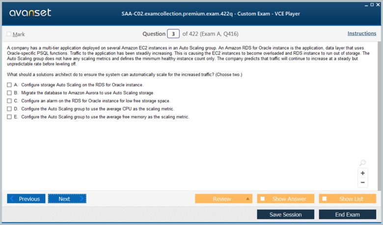 AWS Certified Solutions Architect - Associate SAA-C02 Premium VCE Screenshot #1